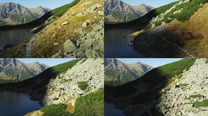 波兰塔特拉山脉的莫尔斯基奥科湖。无人机的观点
