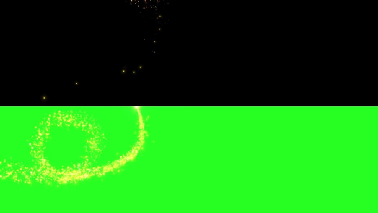 闪闪发光的轨迹热金色星星闪闪发光的粒子效果动画。