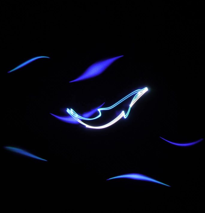 激光鲸鱼遨游海面 山体投影 墙体投影