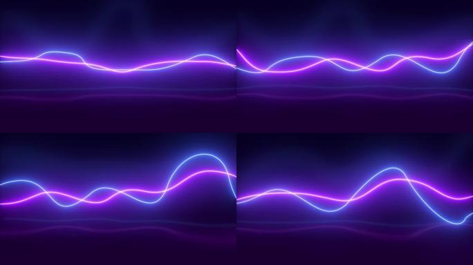 3d抽象蓝色霓虹灯线移动背景无缝循环动画。