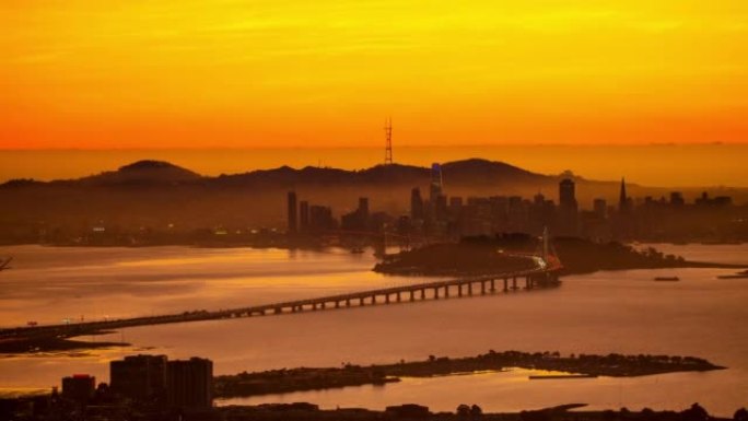 加利福尼亚州，旧金山:有雾的日落