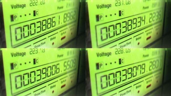 现实的电表装置显示能源消耗，电费