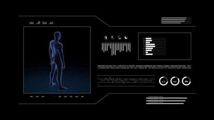 患有腰椎病变的人。男孩的3d身体。男性人体结构的旋转动画和特写。