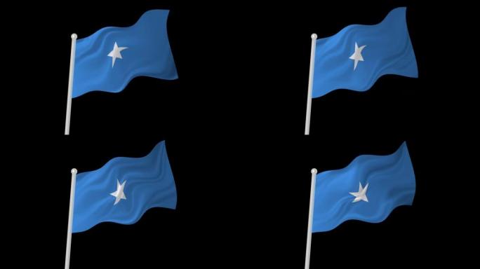 索马里国旗飘扬动画黑色背景