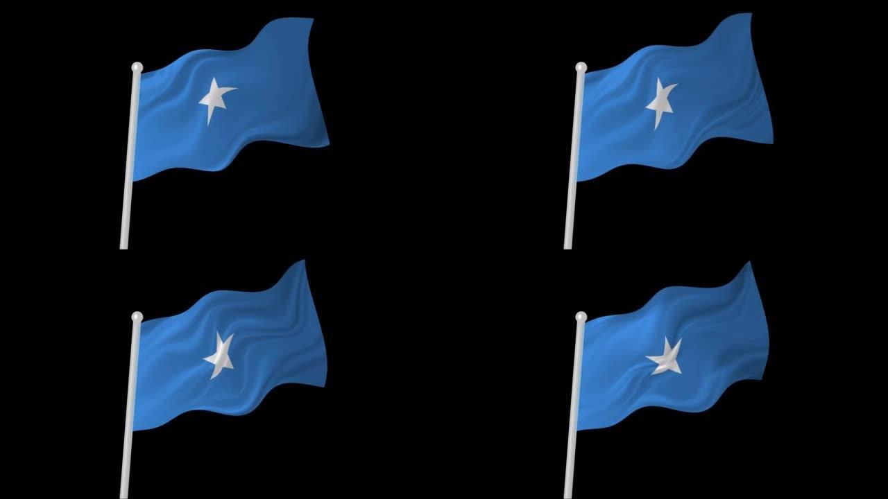 索马里国旗飘扬动画黑色背景