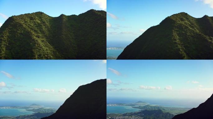 从夏威夷瓦胡岛的Ko'olau山脉鸟瞰Mokapu半岛
