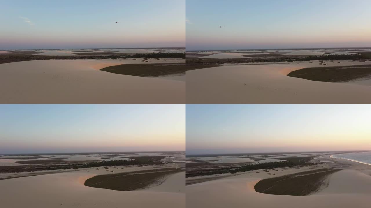 巴西塞阿拉的Jericoacoara沙丘的高角度视图