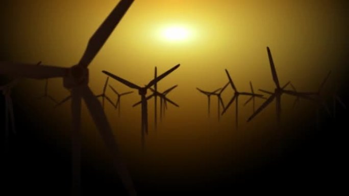风力涡轮机农场替代可再生环境能源生产为绿色生态世界。