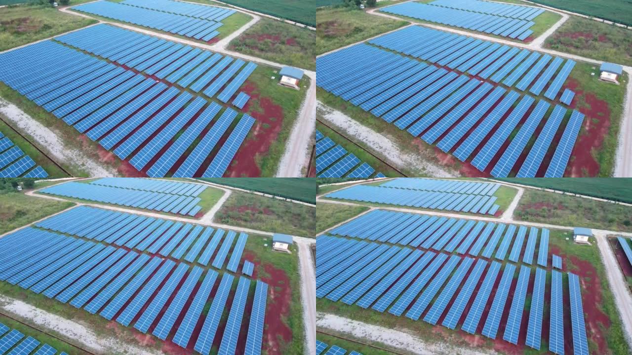 用阳光飞越太阳能电池板农场，太阳能电池