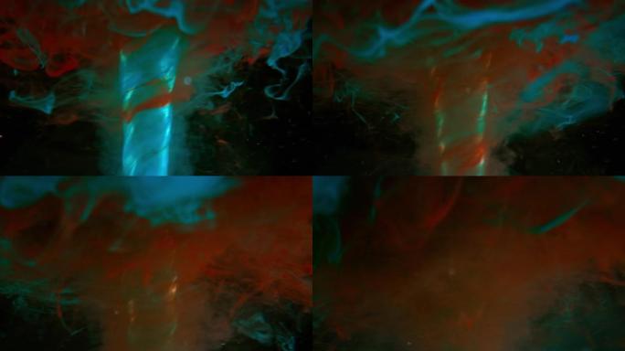 采用红色和蓝色水彩画的SLO MO LD水涡旋
