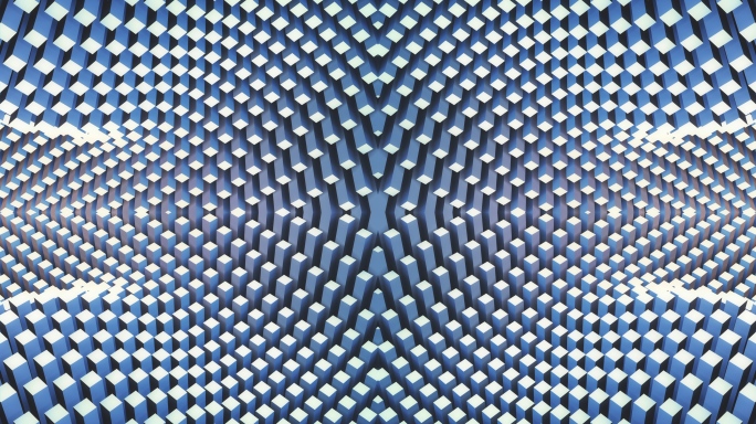【4K时尚背景】灰蓝几何梦幻空间方块矩阵