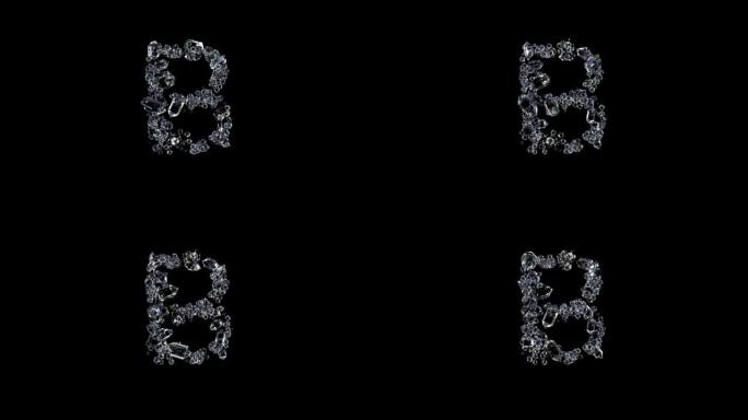 动画字母B-透明辉煌宝石字母，孤立循环视频