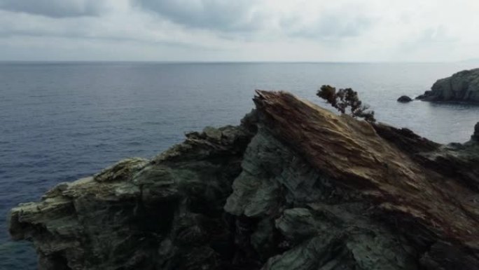 沿海岸线飞行的鸟瞰图