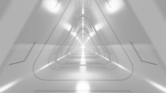 白色清洁最小科幻隧道无缝循环，4k 3d动画背景