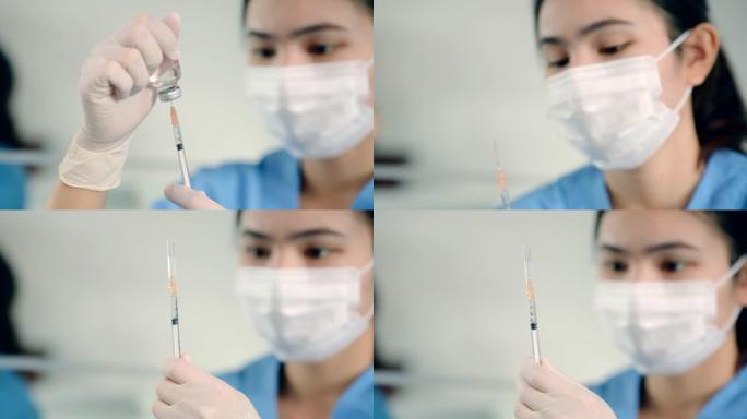 在国内新型冠状病毒肺炎疫苗，亚洲医生正在接种疫苗。