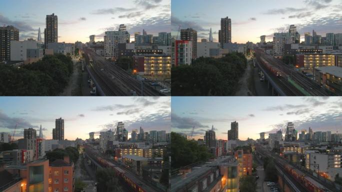 从无人机的视角看伦敦，沿着著名的凯布尔街向西看