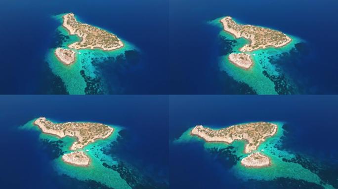 爱琴海中的小岛爱琴海岛屿爱琴海航拍