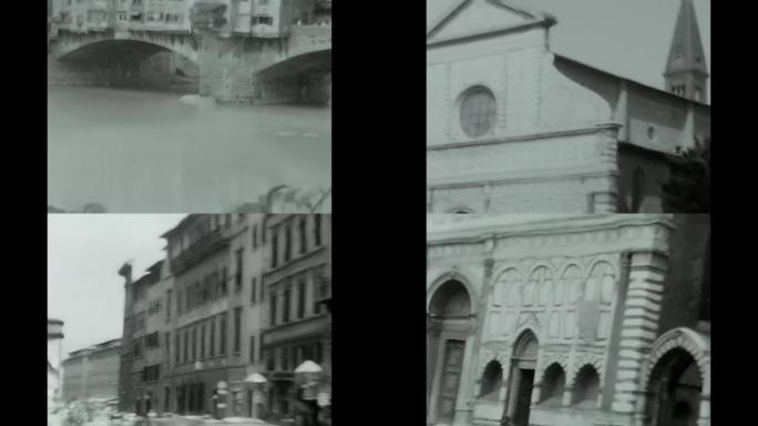 佛罗伦萨的建筑物和结构黑白1960年