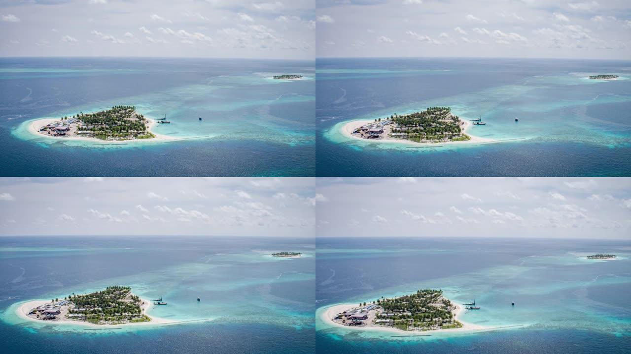 空中无人机拍摄了一个小旅游岛