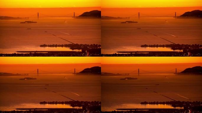 加利福尼亚州旧金山: 金门大桥日落