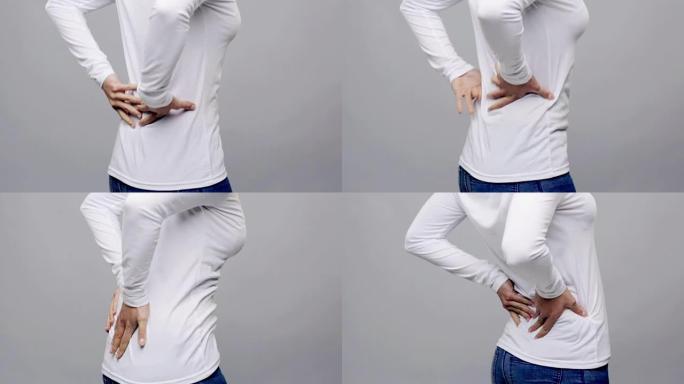 患有背痛的女人腰痛腰椎突出腰酸背痛肌肉来