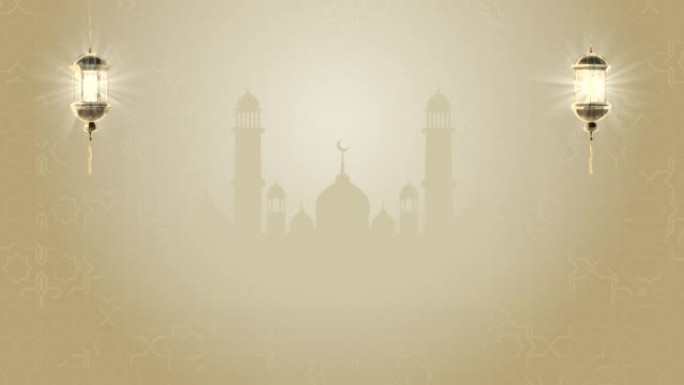 3d黄金穆斯林圣月循环背景斋月卡里姆动画。