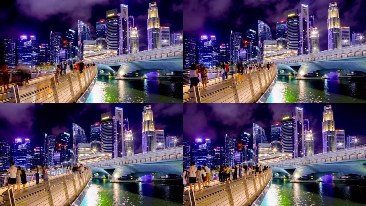 新加坡天际线新加坡城市旅游夜景