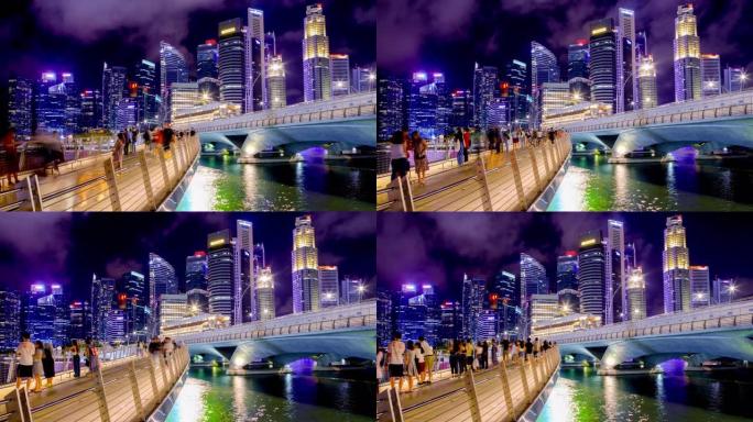 新加坡天际线新加坡城市旅游夜景