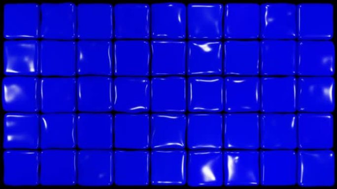 蓝色软立方体随机移动图案。果冻立方体翘曲。抽象框3d渲染。带有柔和的蓝色盒子跳跃的抽象背景。3D动画