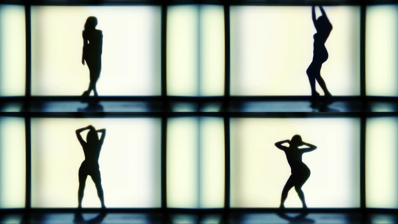 3D渲染剪影男子跳舞