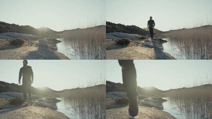 男子在挪威户外徒步旅行: 荒野冒险