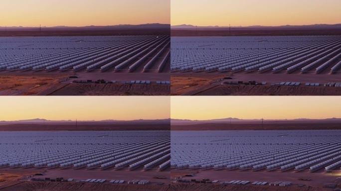 抛物线槽式太阳能发电厂的扫荡无人机拍摄