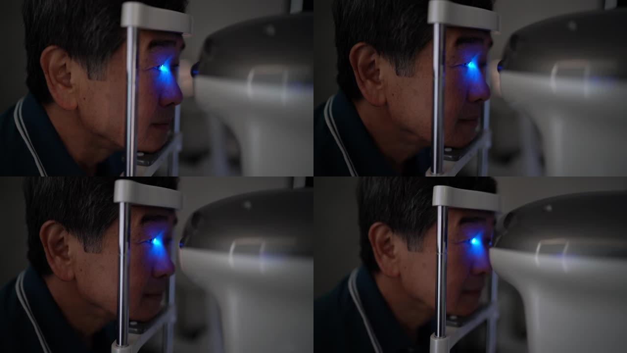 眼科医生检查患者的眼睛