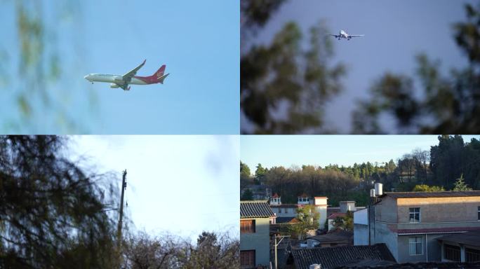 村庄上空的飞机（长水机场）