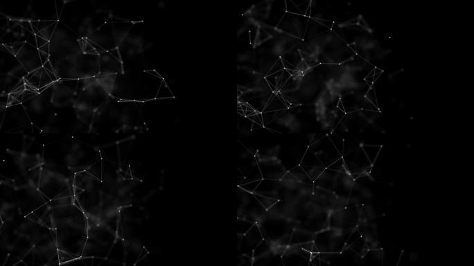 带有连接点和线的抽象几何背景。抽象黑色数字背景。网络概念。具有化合物的大数据复合体。3D渲染。