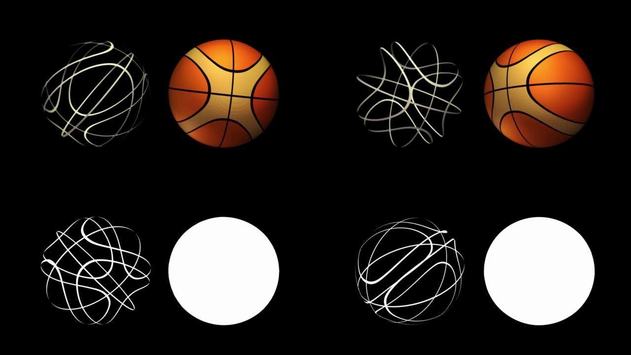 2x篮球元素全转旋转，阿尔法通道哑光隔离。