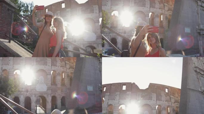 暑假期间罗马的旅游女性: 体育馆