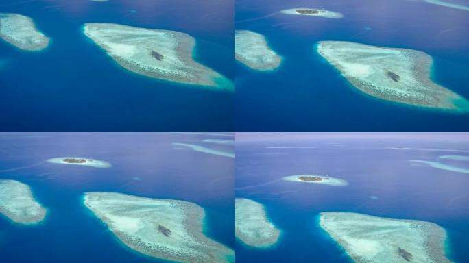 空中无人机拍摄海洋中的沙洲岛