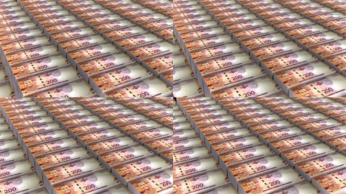 斯威士兰Eswatini 200 Emalangeni纸币堆栈背景动画