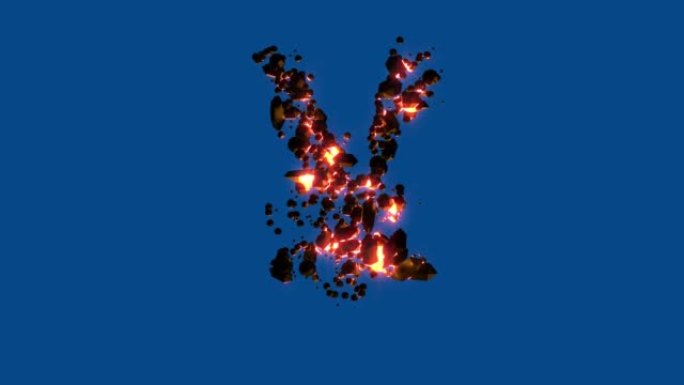 热岩浆岩石-火山字体-蓝屏上的日元符号，孤立-循环视频