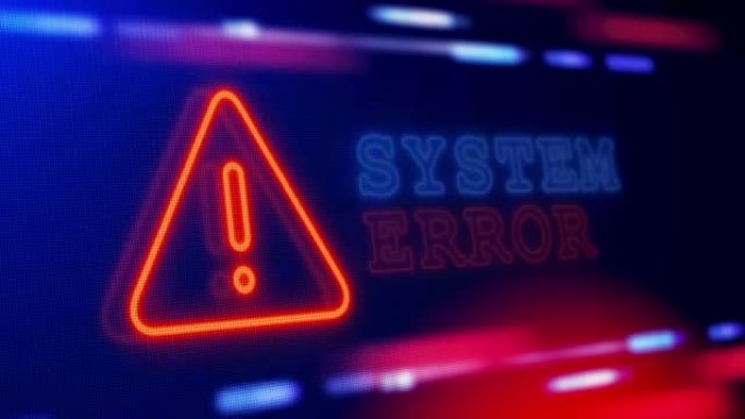 系统错误警告警报屏幕循环闪烁故障动画。