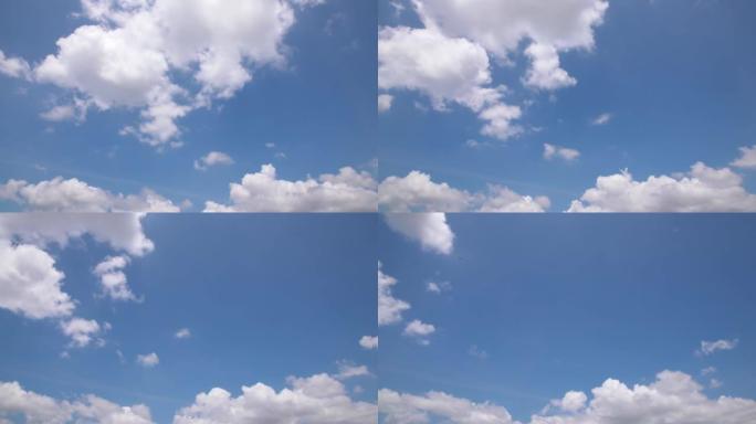 蓝天中的云在白天缓慢移动。蓝天云彩
