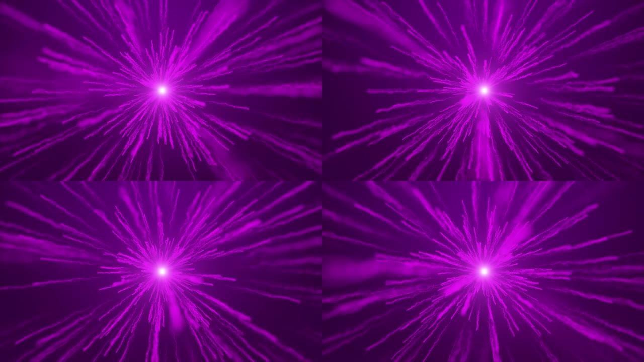 飞溅元素彩色粉末爆炸粒子紫色循环背景