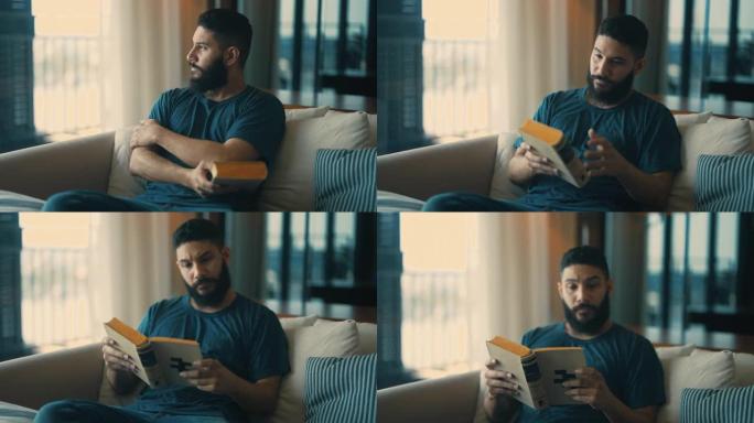男人在家看书宣传片实拍视频素材