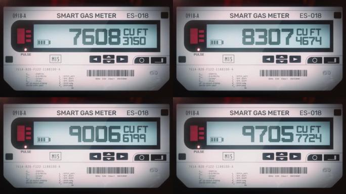 智能煤气表显示用于加热和照明的能源消耗量