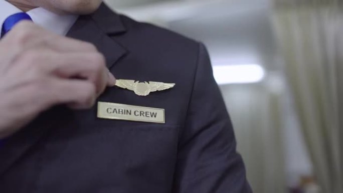 制服上的金色塑料飞行员机翼徽章