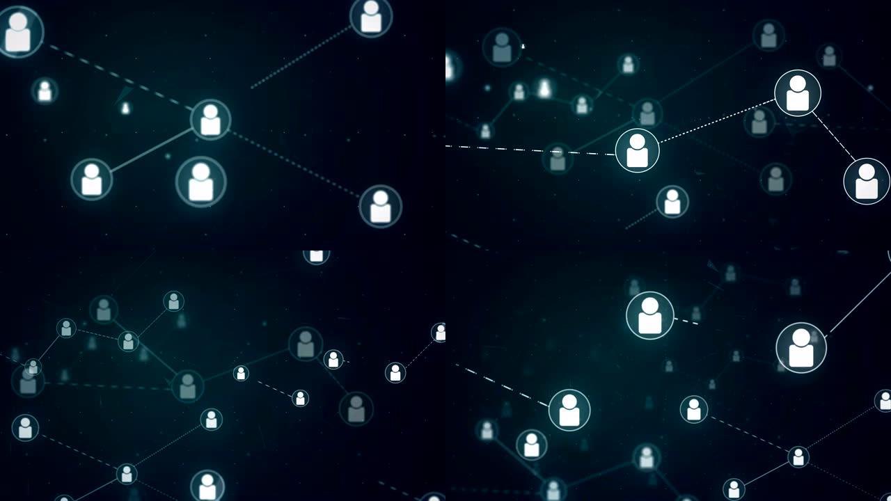 社交网络人图标链接连接技术循环动画4K