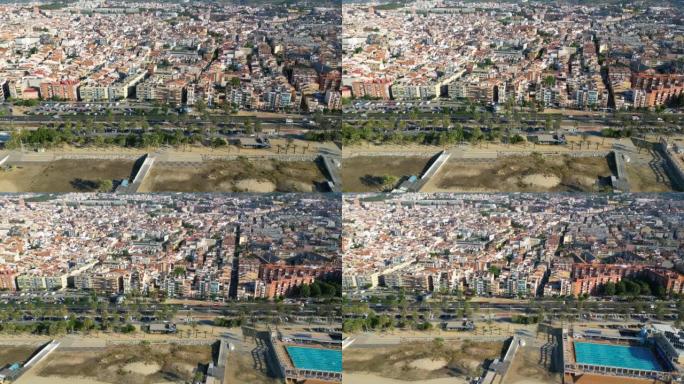 西班牙加泰罗尼亚马雷塞首都巴塞罗那附近的地中海城市马塔罗的鸟瞰图