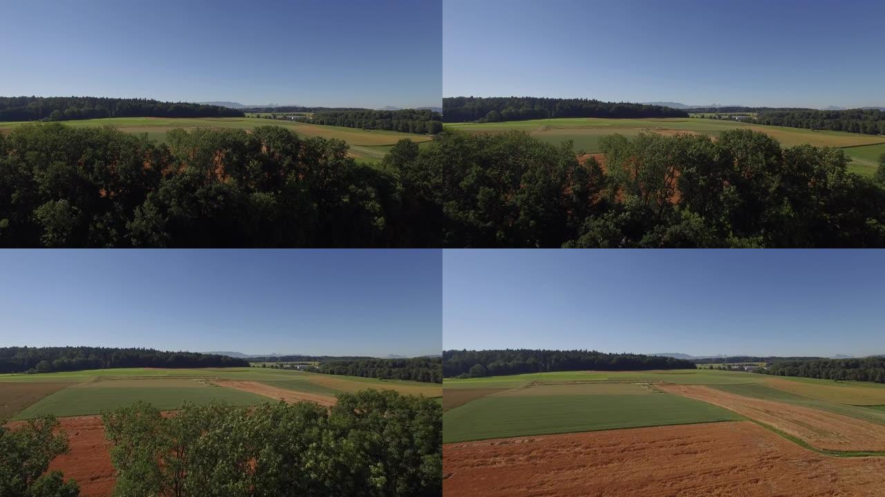空中无人机拍摄农村农田