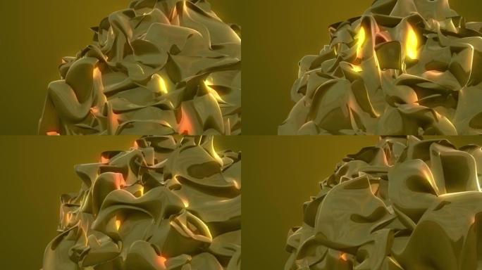 金色、橙色玻璃球变形。抽象动画，3d渲染。股票视频
美国，白俄罗斯，三维，抽象，球体，白色
